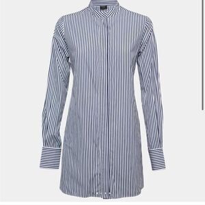 Joseph Blue Striped Cotton Back Tie Detail Shirt